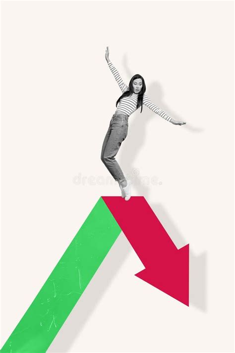 Vertical Illustration Collage Poster Retro Scared Young Lady Stand