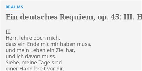 Ein Deutsches Requiem Op Iii Herr Lehre Doch Mich Lyrics By