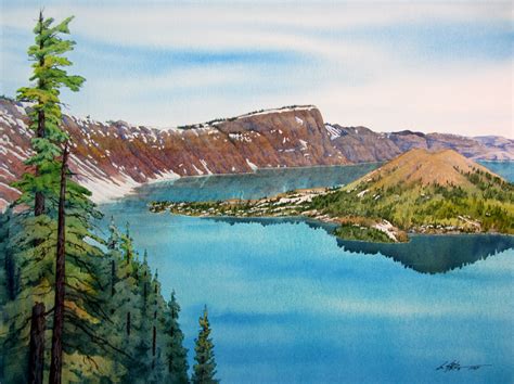 Learn To Paint Crater Lake Gary Spetz Watercolor Studio