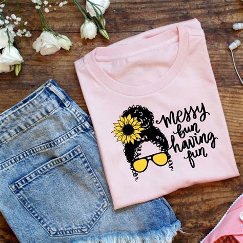 Sunflowers Mom Life Messy Bun Hair Sublimation Design Messy Etsy