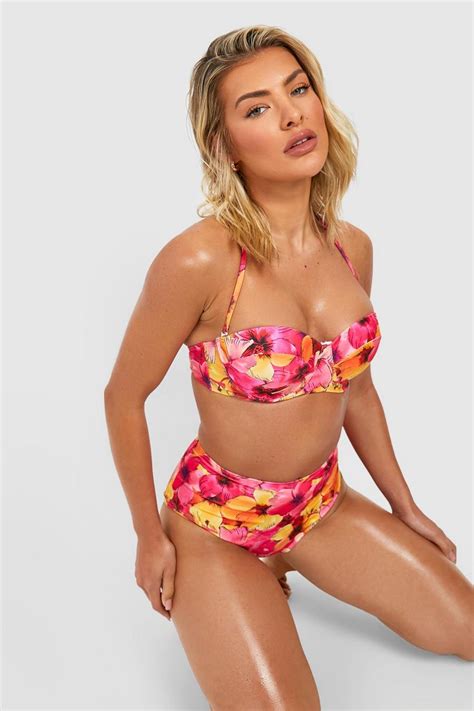 Tropical Padded Underwire Bikini Top Boohoo Uk