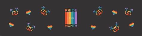 Premium Vector Lgbtq Pride Month Banner Template With Rainbow Flag And Gender Signs Gay Parade