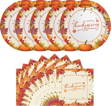 Amazon Homlouue 200 Pcs Fall Paper Plates And Napkins Autumn