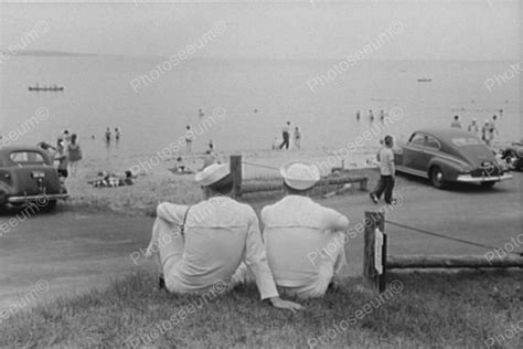 Sailors Relax Overlooking The Beach 4x6 Reprint Of Old Photo Photoseeum