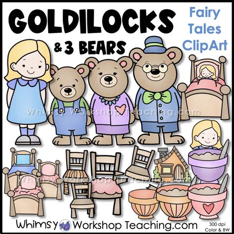 Goldilocks Three Bears Clip Art Images Color Black White Whimsy