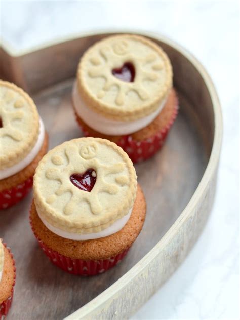 Raspberry Jammie Dodger Cupcakes Desserts Seasonal Recipes Baking