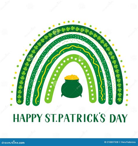 St. Patricks Day Rainbow. Cute Saint Patricks Day Clipart. Vector
