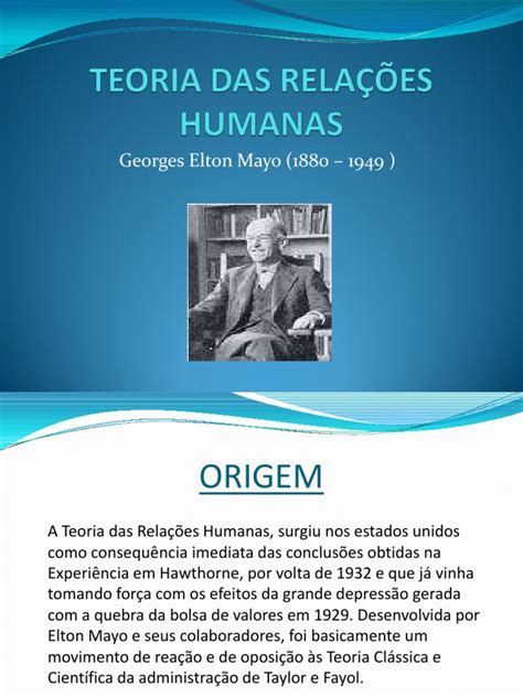 Teoria Das Relações Humanas | PDF | Conceitos psicológicos | Ciências ...