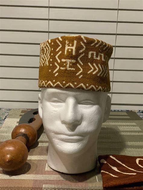 Gold And White Kufi Men Kufi Men Hat African Hat Bogolan Etsy