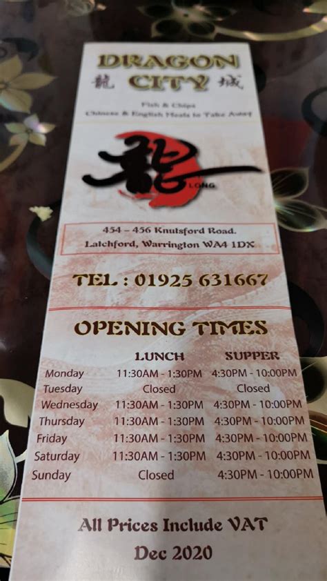 Menu At Dragon City Fast Food Warrington