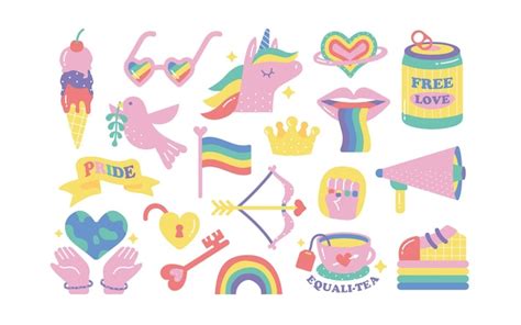 Premium Vector LGBT Vector Illustrations Gay Pride Month Sticker Set