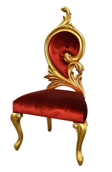 Red Velvet And Gold Italian Leaf Accent Chair High Back Dining Chairs