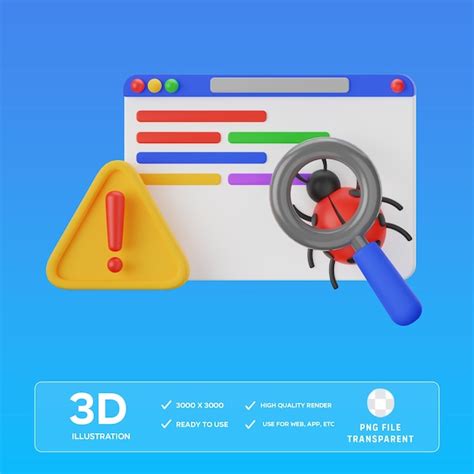 Premium PSD PSD Bug Detection 3D Illustration