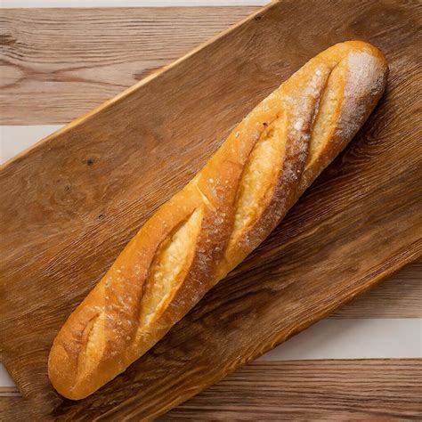 Freshly Baked Baguette Isolated On White Background Top View Premium