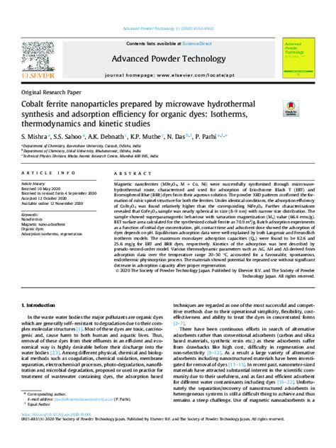 (PDF) Cobalt ferrite nanoparticles prepared by microwave hydrothermal ... 