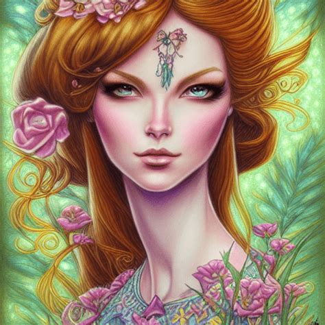 Elegant Hyperrealistic Adorable Woman Wonderland Fantasy By Jody