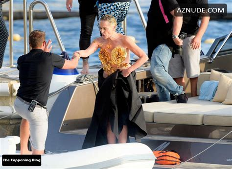 Sharon Stone Sexy Seen Flashing Her Nude Boobs In Antibes Aznude