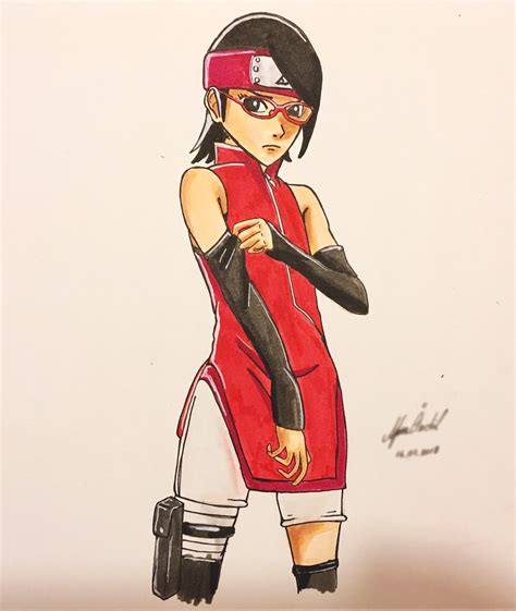 Sarada Uchiha with ink markers. : r/Naruto