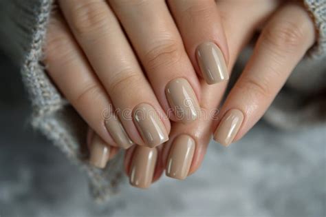 Hand With Neutral Nude Manicure Stock Photo Image Of Clean Hands 321746058