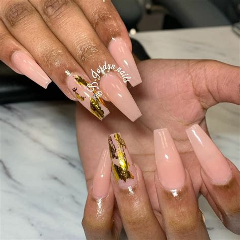 33 Best Nude Nails With Gold Flakes Designs 2025 Nail Designs Daily