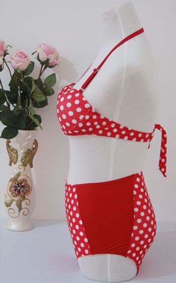 Push Up Polka Dot Halter High Waist Bikini BK8568