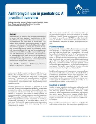 Azithromycin Use In Paediatrics A Practical Overview Pdf