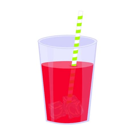 Jugo De Sand A En Un Vaso Con Hielo Y Paja Vector Premium