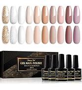 Shining She Gel Nail Polish Set Color White Beige Nude Pink Champagne Brown Gel Polish Set