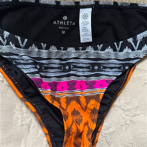 Athleta Swim Athleta Black And Orange Patterned Bikini Bottom