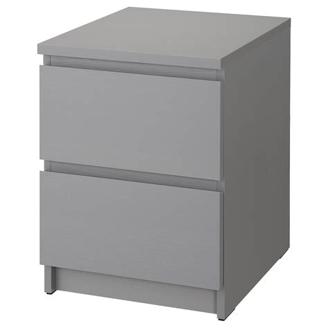 Malm Commode 2 Tiroirs Gris Teinté Ikea