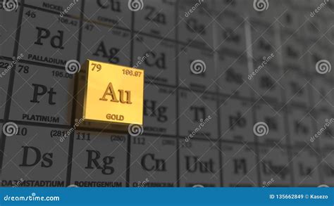 Periodic Table Concept With Black Cubes Gold Element Selected D