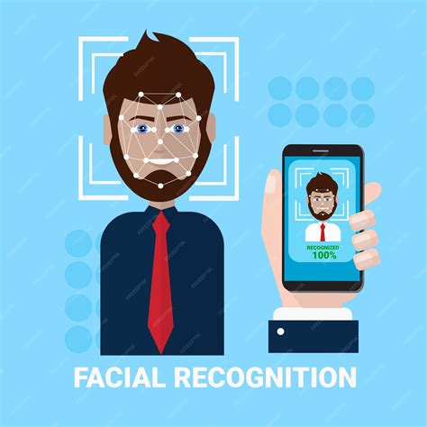 Premium Vector | Facial recognition concept hand holding smartphone