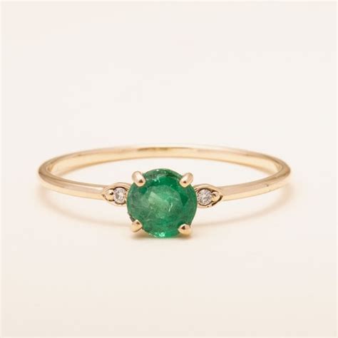 Green Emerald Engagement Ring Diamond Engagement Ring With - Etsy