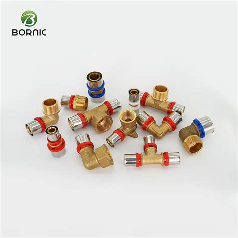 Bornic Brass Press Pipe Fitting Male Thread Elbow For Pex Al Pex Hot Water Floor Heating Pipes