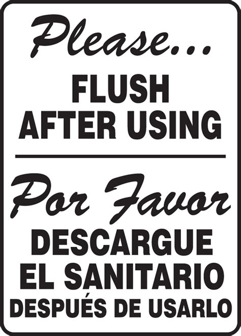 Please Flush After Using Bilingual Restroom Sign Sbmrst573