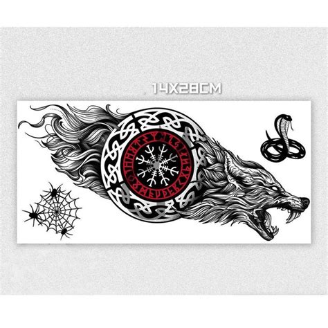 Wolf Viking Large Temporary Tattoo Lion Temporary Tattoo - Etsy Hong ...