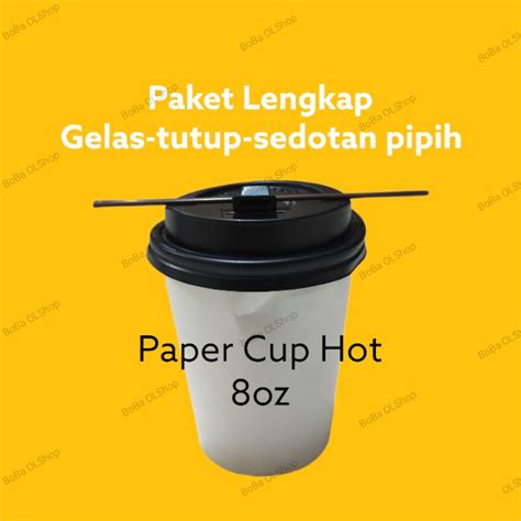 Jual Paket Hot Paper Cup Coffee Gelas Kopi Tahan Panas 8oz 240ml Shopee Indonesia