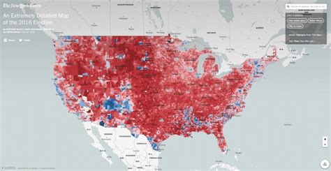 The New York Timess Very Detailed Map Of The 2016 U S Presidential