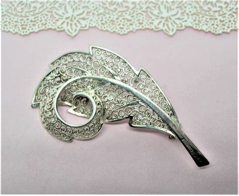 Sterling SILVER FILIGREE BROOCH Angel Feather Foreign Design Etsy UK