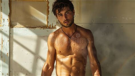 Hot Male Model Tan Surfer Guy Pack Attractive Man Stock Illustration Illustration Of
