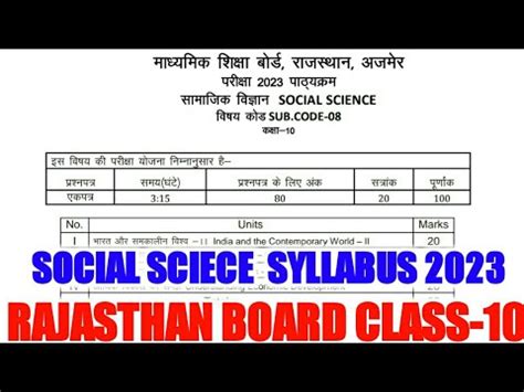 Rbse Class Th Social Science Blueprint Class Th Sst Half