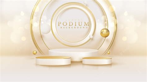 Premium Vector Product Display Podium With Golden Curve Line Element