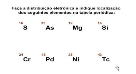 Faça A Distribuição Eletrônica Dos Seguintes Elementos - faça a distribuição eletrônica e indique a localização dos seguintes ...