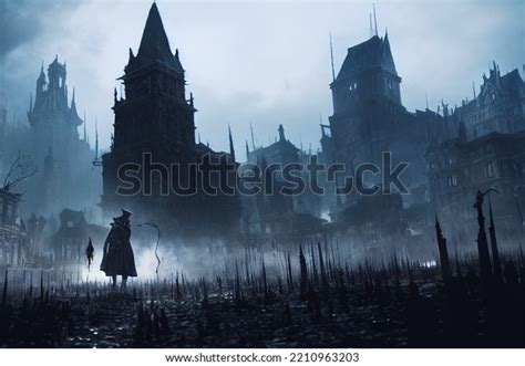 Western Gothic Landscape Architecture City Stock Illustration ...