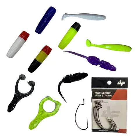 Kit Isca Artificial Soft Charutinho Alligator 10un Anzol