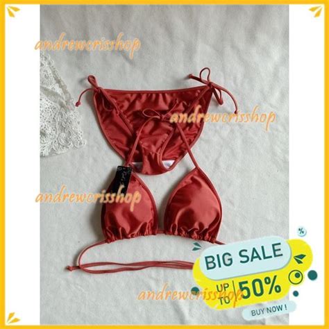 Jual BK WARNA COKLAT BATA BIKINI PANTAI SEGITIGA IKAT DENGAN BUSA BEST SELLER Shopee
