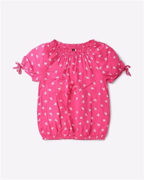 Butterfly Print Smocked Top Jiomart