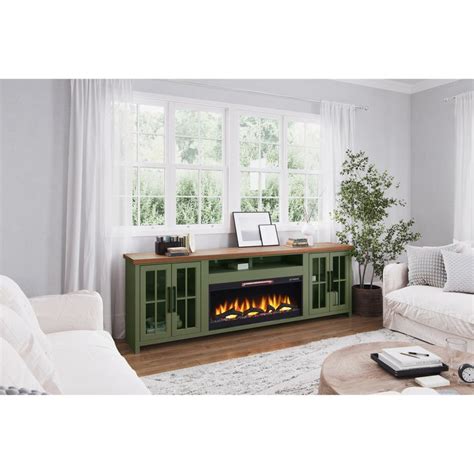 Bridgevine Home Modern Farmhouse 97 inch Fireplace TV Console for TVs ...