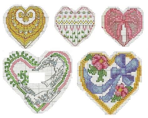 сердечки сердца, вышитые крестом, схемы вышивки | Embroidery hearts ...