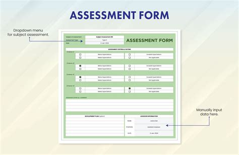 Assessment Form Template in Excel, Google Sheets - Download | Template.net